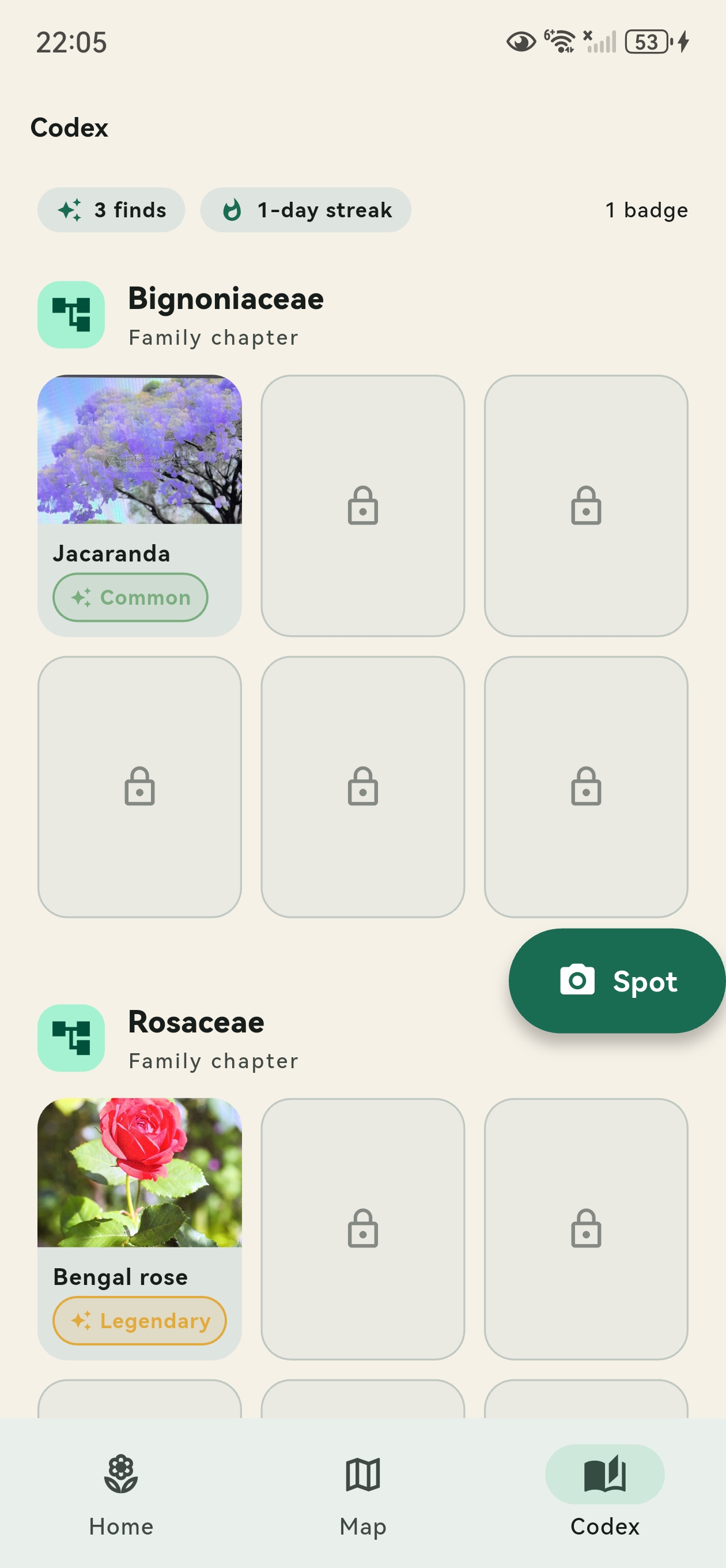 UrbanFlora codex screen